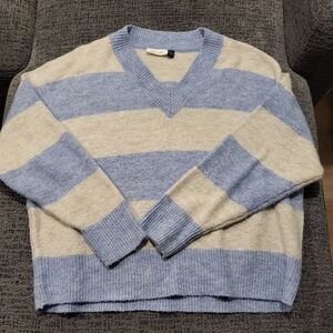 Blue and Tan Striped Sweater